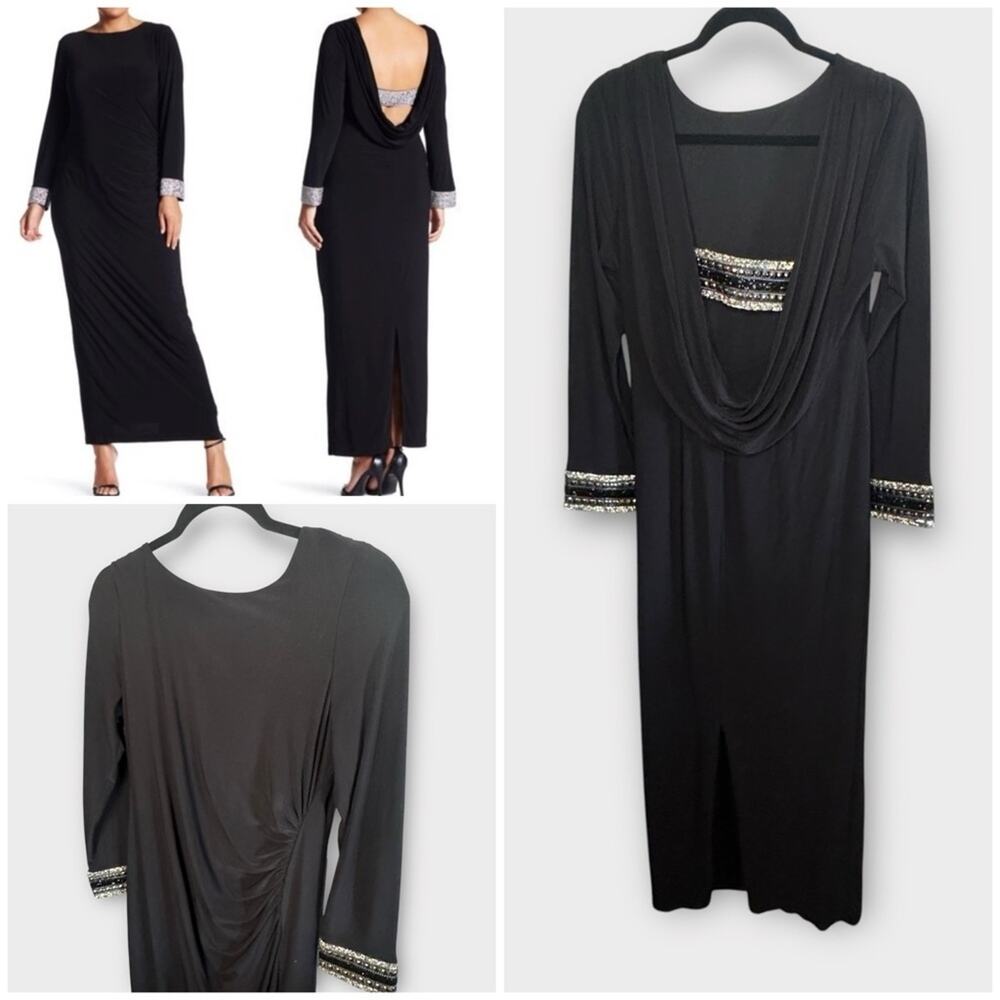 Marina black formal maxi dress with open back - Picture 1 of 10